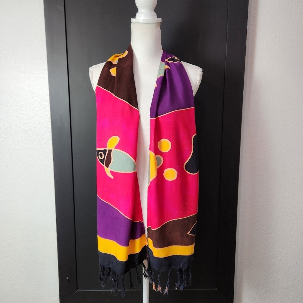 WOODEN SHIPS OF HOBOKEN MULTICOLORED SCARF WITH FRINGE